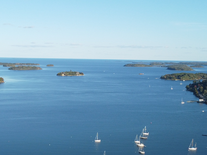 Lighthouses and bay entrance channel